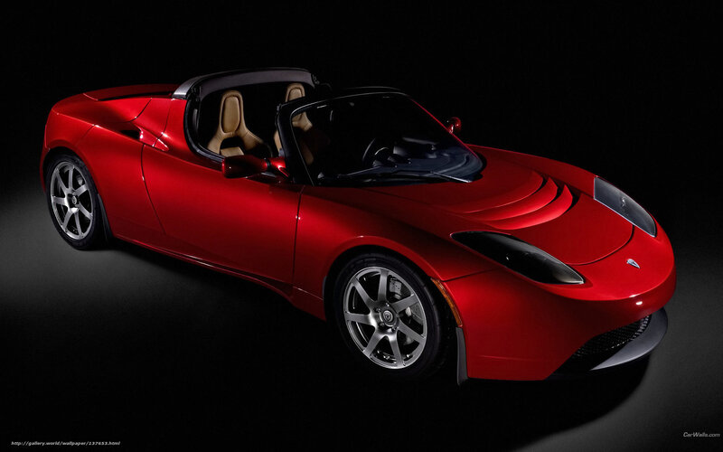 Red Tesla Roadster — Dramatic