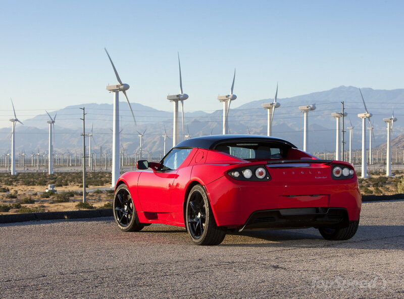 Red Tesla Roadster — Serene