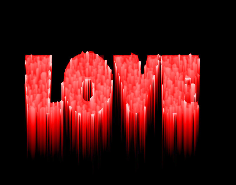 Red Text on Black Background — Dramatic