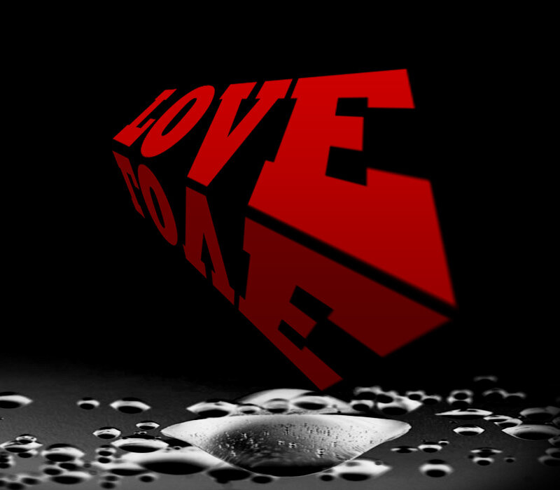 Red Text on Wet Surface