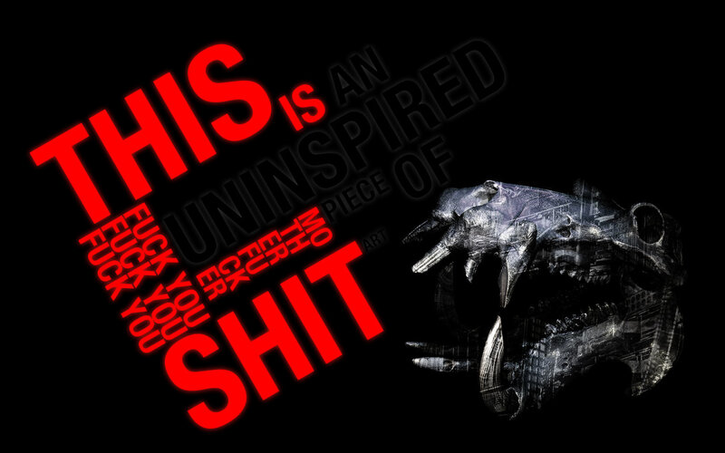 red text with skull image
