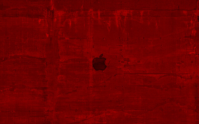 Red textured background with Apple logo