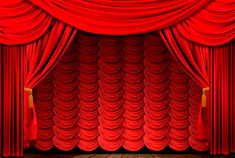 Red theater curtain closed