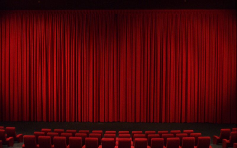 Red Theater Curtain — Dramatic, Photograph