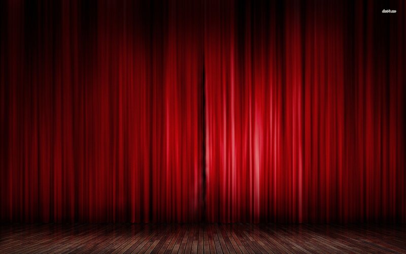 Red Theater Curtain — Dramatic, Photograph, Wooden Floor