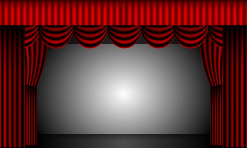 Red Theater Curtains — Dramatic, Vector Art