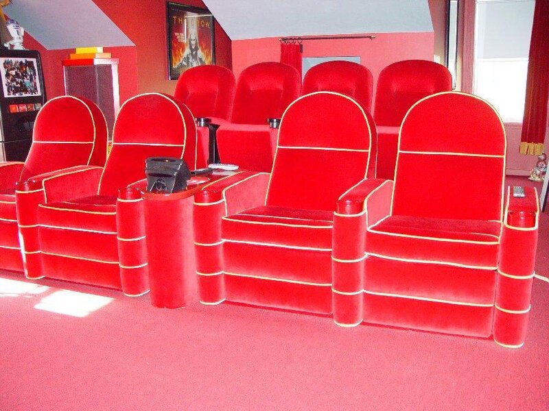 Red theater seats in home cinema