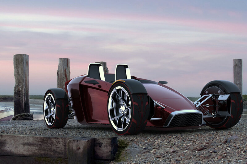 Red Three-wheeled Car