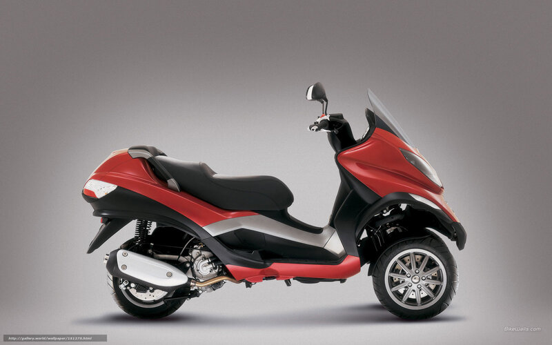 Red Three-wheeled Scooter — Neutral, Photograph, Seat, Windshield