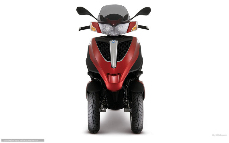Red Three-wheeled Scooter — Neutral, Photograph, Windshield, Headlight
