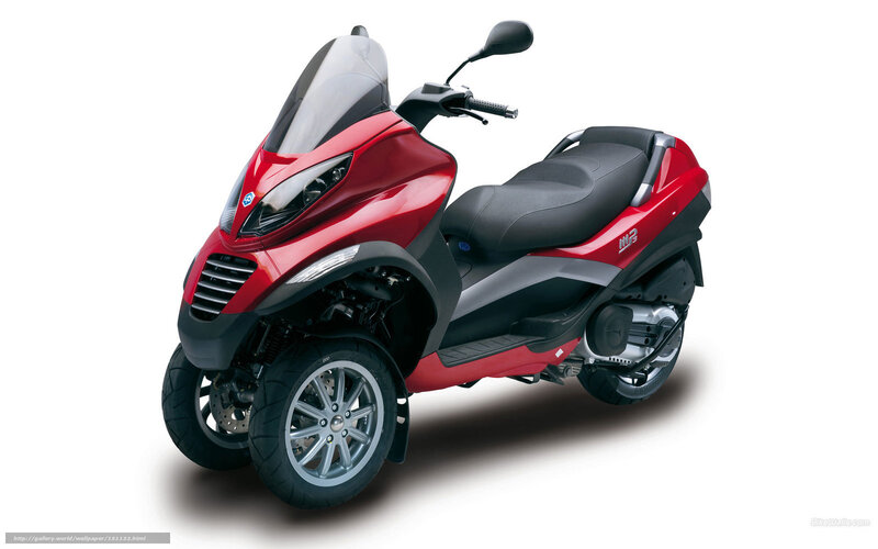 Red Three-wheeled Scooter — Neutral, Photograph, Windshield, Seat
