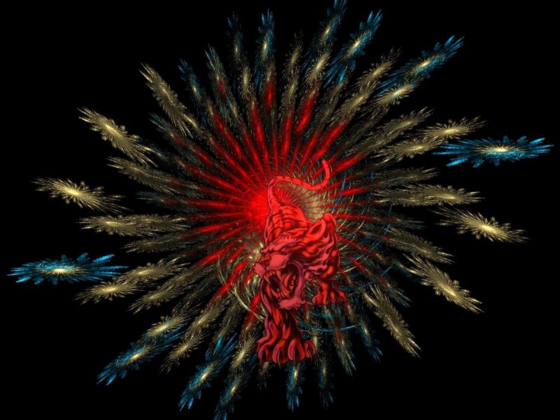 Red tiger firework explosion