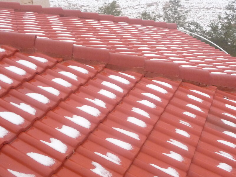 Red Tiled Roof with Snow