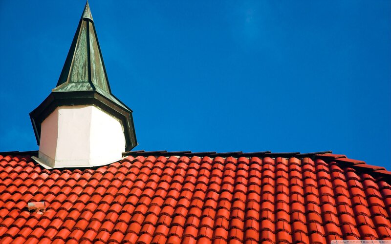 Red Tiled Roof with Steeple