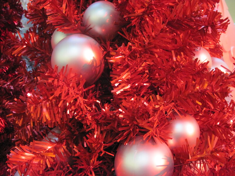 Red Tinsel Christmas Tree