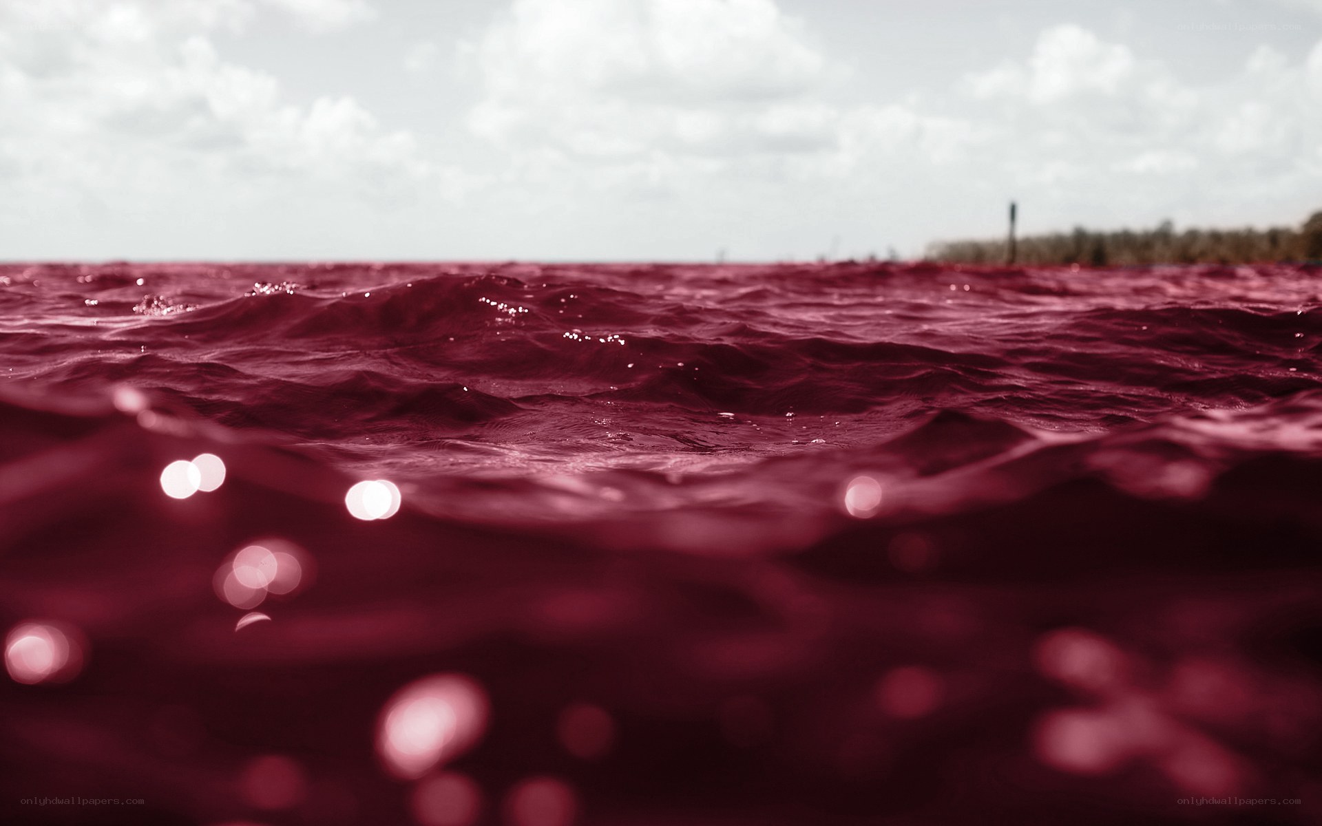 red-tinted ocean waves