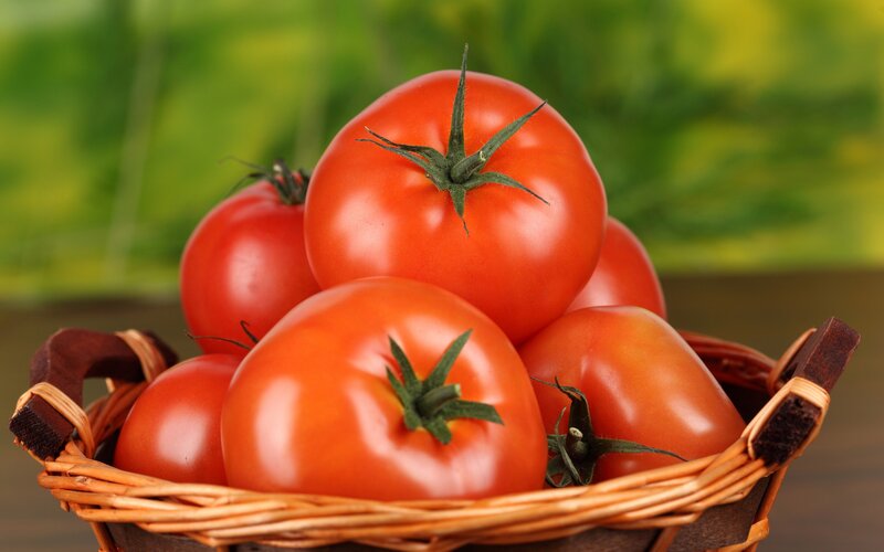 Red Tomatoes in Basket — Fresh, Photograph