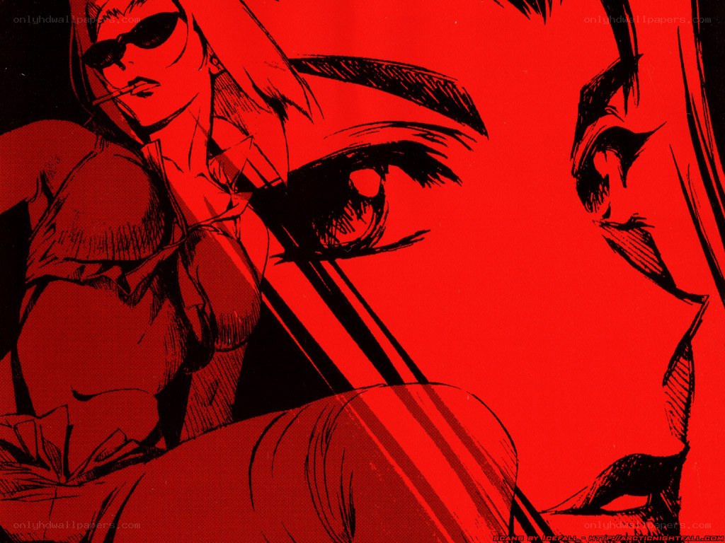 red-toned anime character close-up