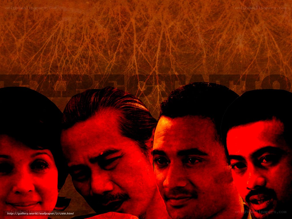 Red-toned character collage