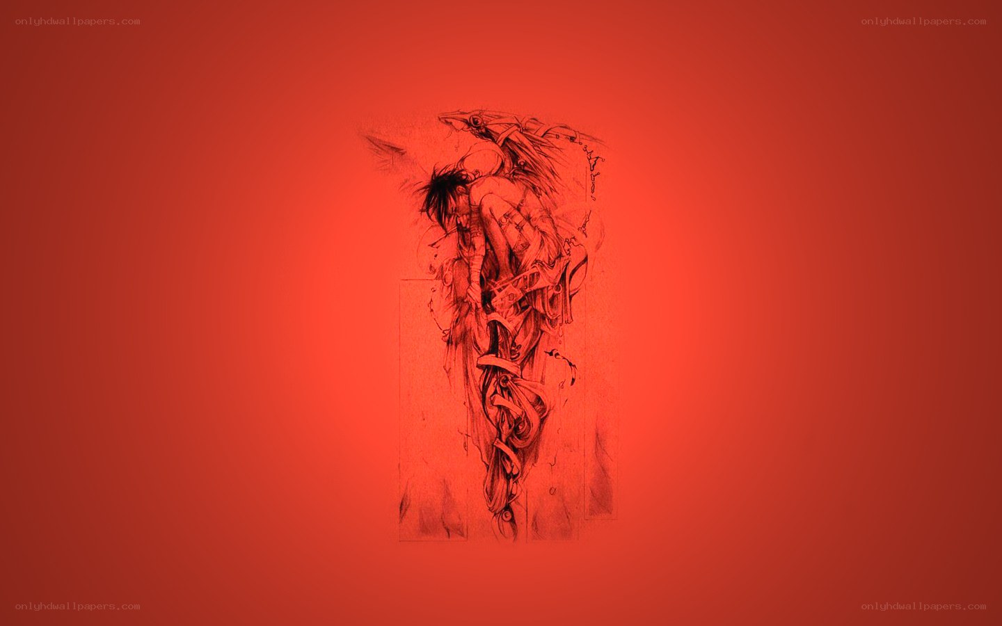 red-toned character sketch