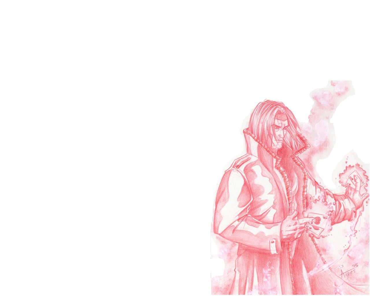 red-toned character sketch