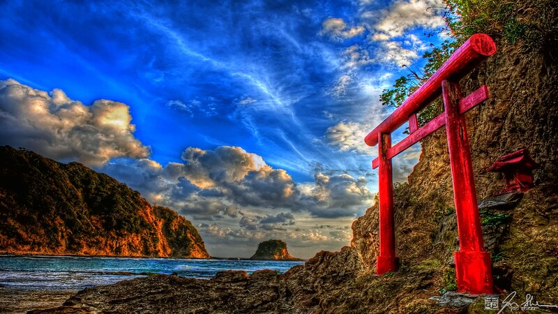 Red Torii Gate — Blue, Dramatic