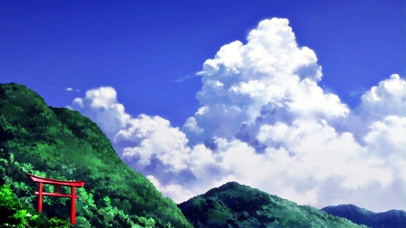Red Torii Gate — Blue, Serene, Afternoon, Anime