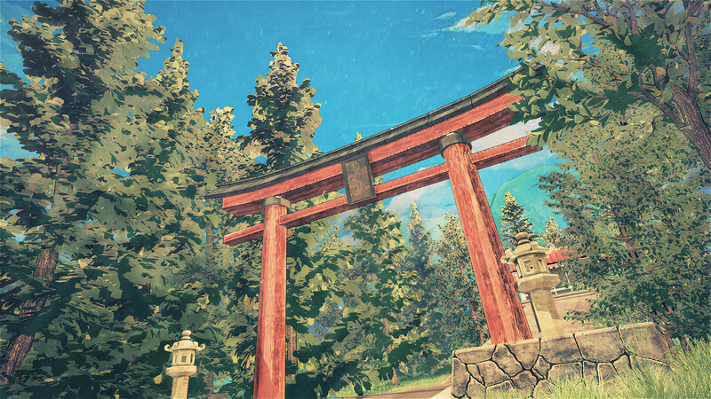 Red Torii Gate — Blue, Serene, Afternoon