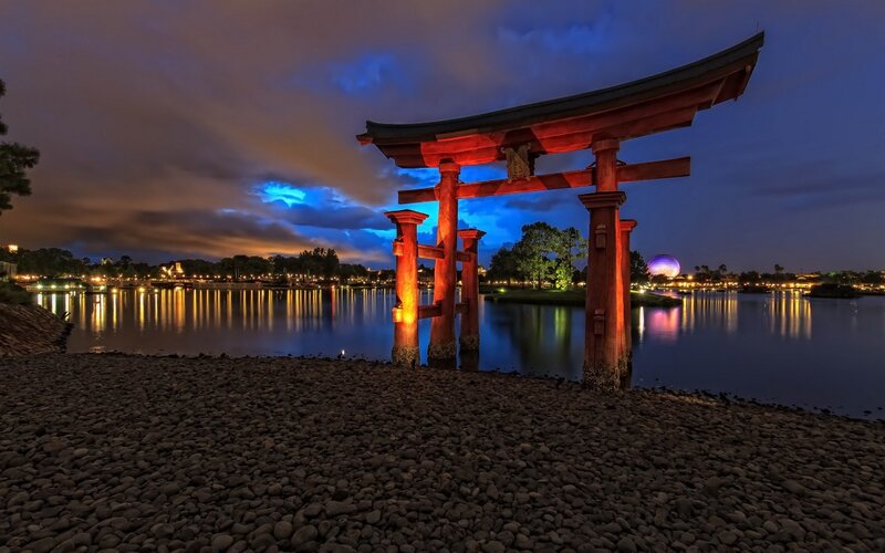 Red Torii Gate — Blue, Serene, Night