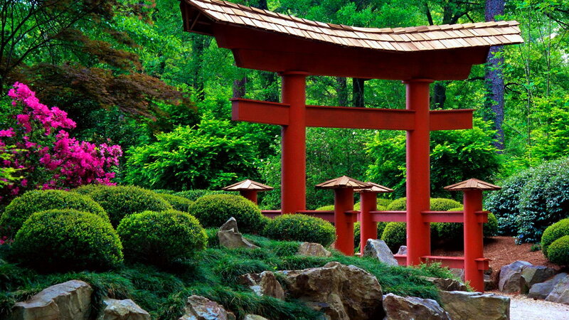 Red Torii Gate — Green, Serene, Spring
