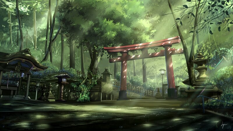 Red Torii Gate in Forest
