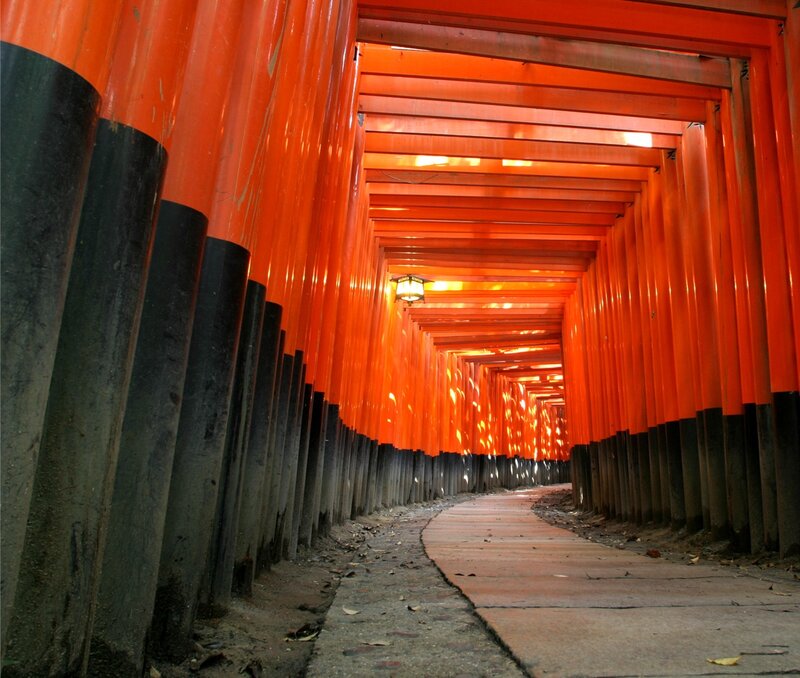 Red torii gate tunnel