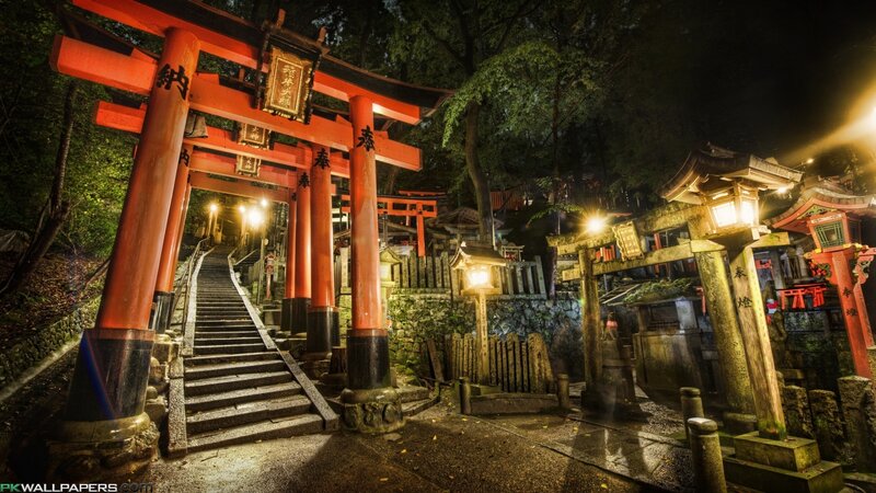Red Torii Gates at Night