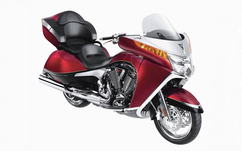 red touring motorcycle