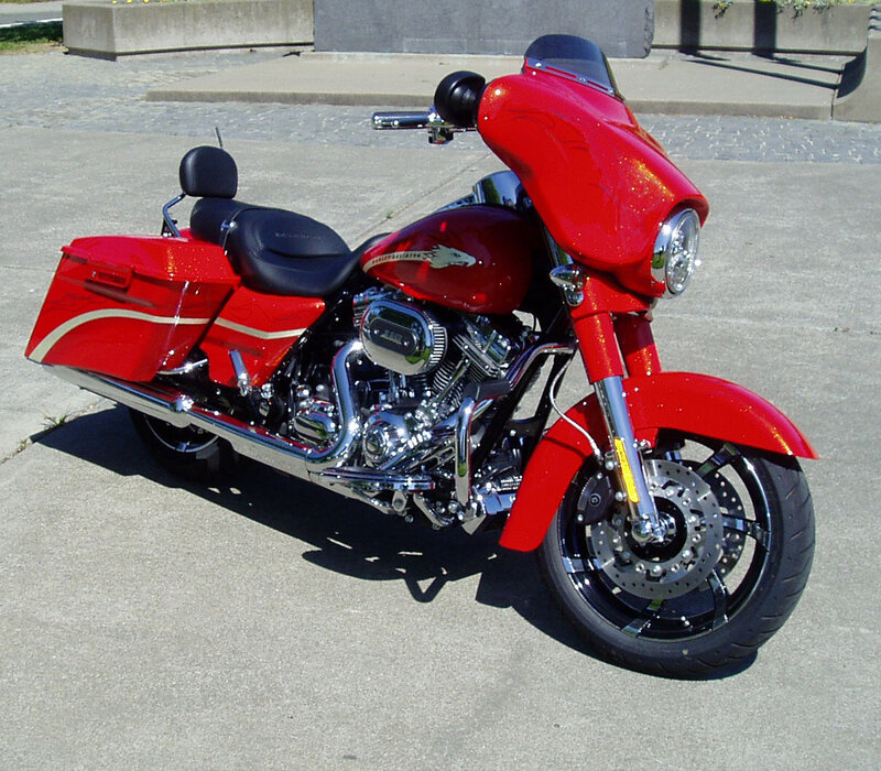 Red Touring Motorcycle — Calm, Afternoon, Photograph