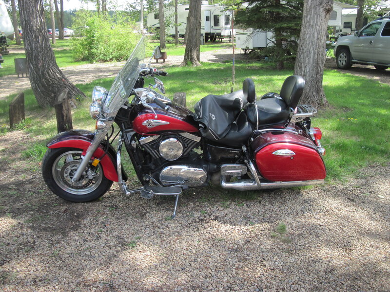 Red Touring Motorcycle — Calm, Afternoon