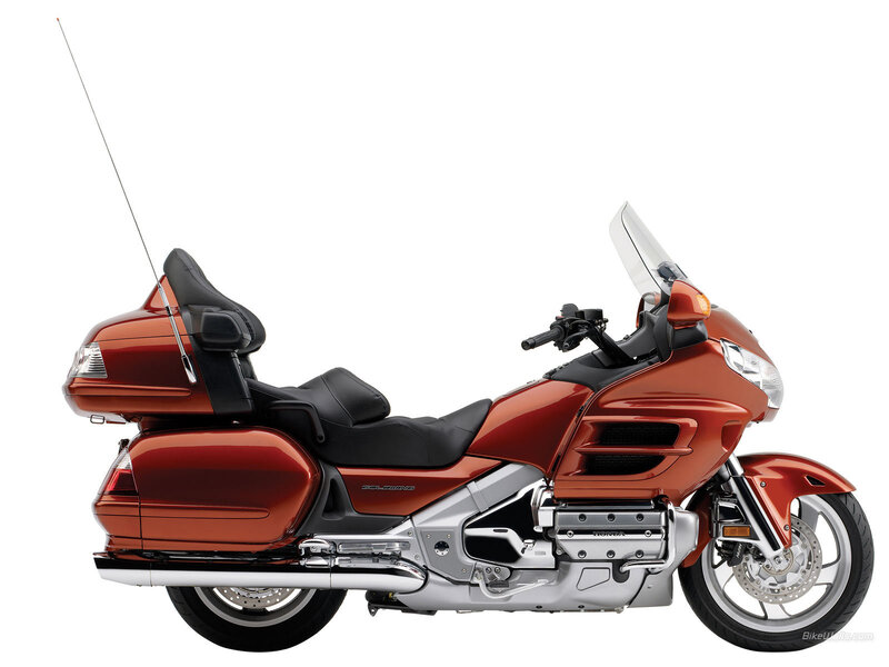 Red Touring Motorcycle — Neutral, Photograph, Saddlebags, Windshield, Antenna, Black, Silver