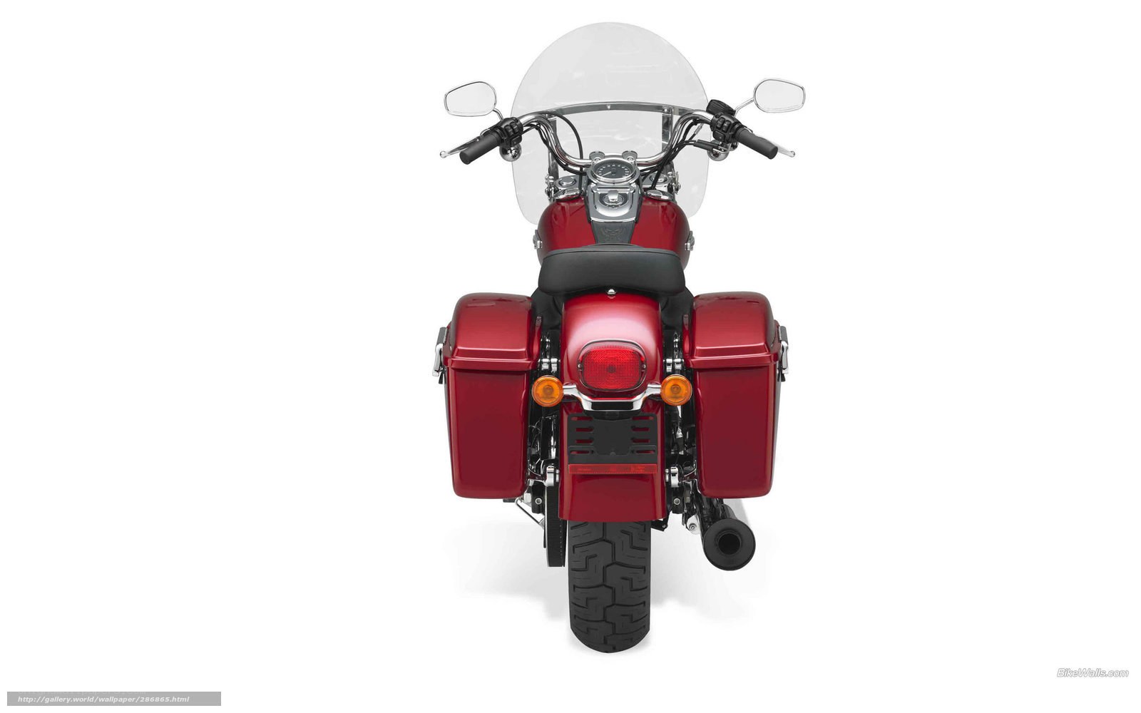 red touring motorcycle rear view