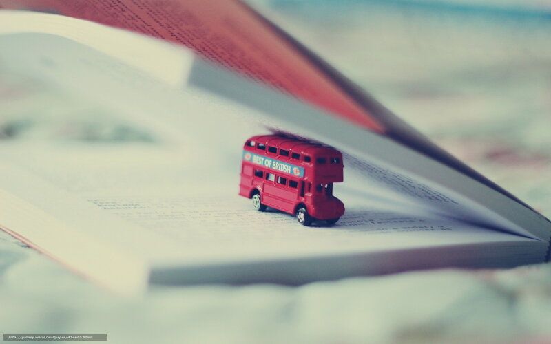 Red Toy Bus on Book