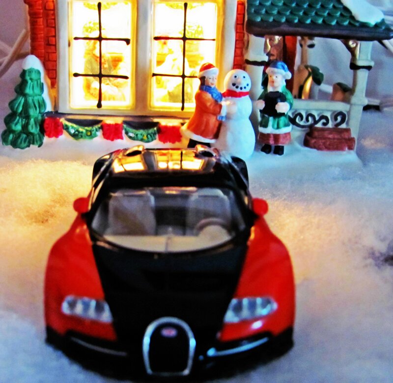 Red Toy Car in Snow — Festive