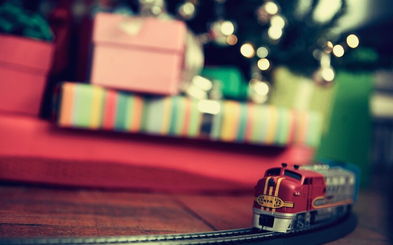 Red Toy Train on Track