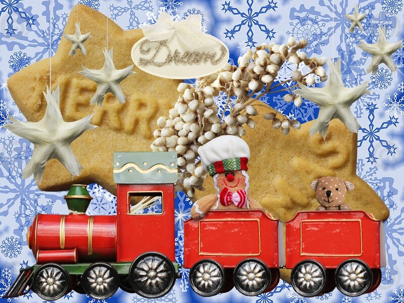 Red Toy Train with Gingerbread Man