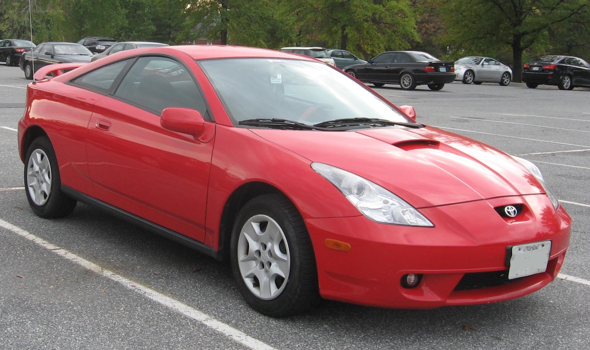 red toyota celica parked
