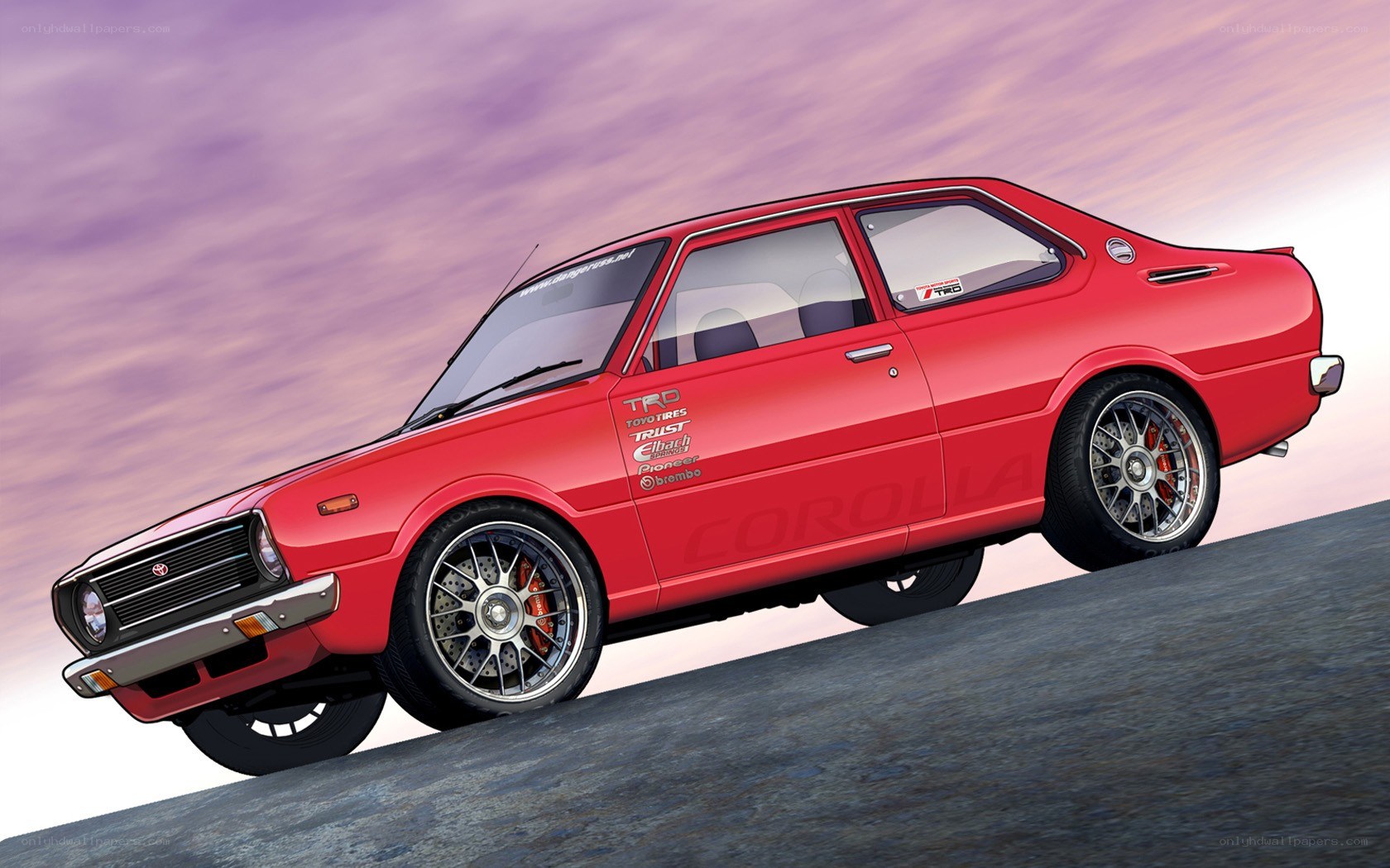 Red Toyota Corolla coupe