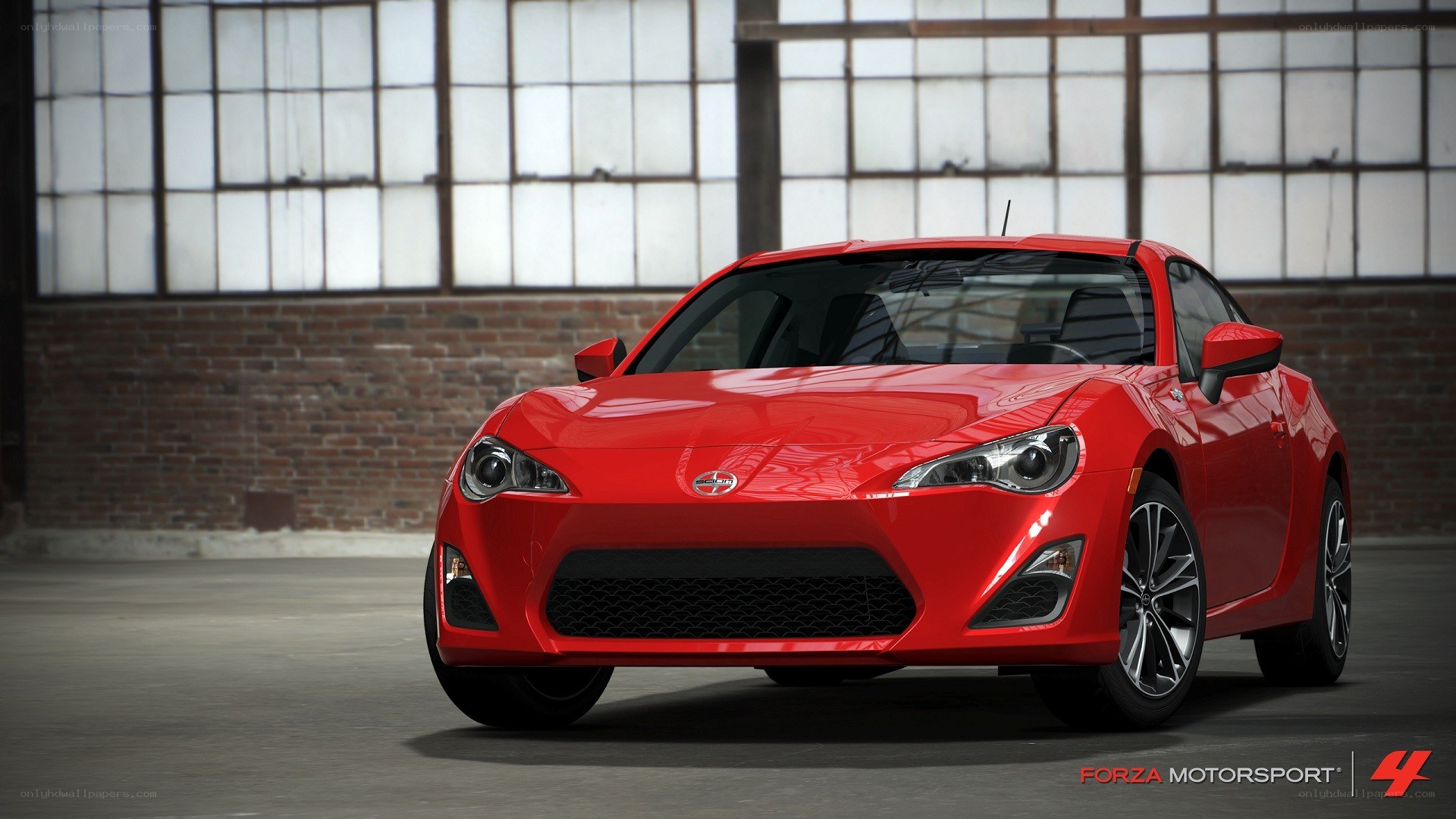 Red Toyota GT86 in warehouse