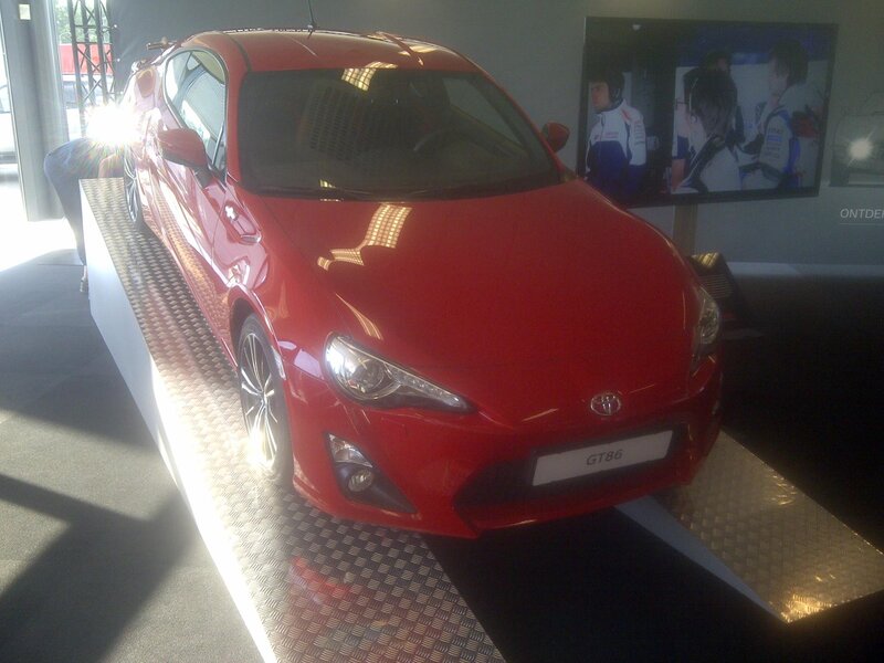 Red Toyota GT86 on display