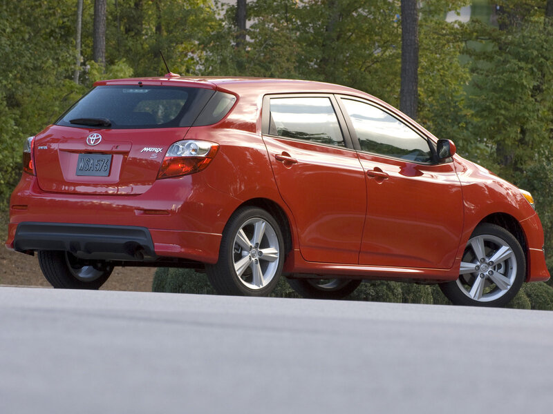 red toyota matrix hatchback