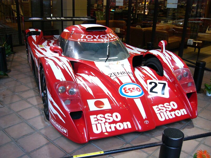 Red Toyota race car on display