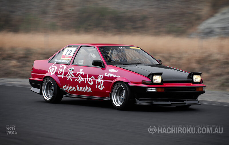 red toyota sprinter on track