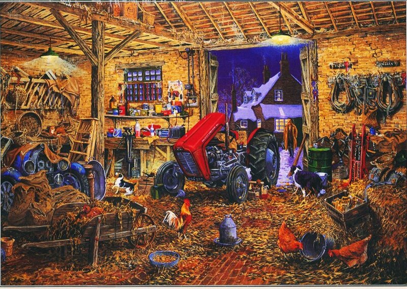 Red Tractor in Barn